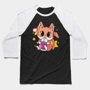 Cat Boba Tea Bubble Tea Anime Kawaii Baseball T-Shirt